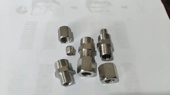 Conector de válvula de agulha de aço inoxidável, conector de válvula, conector hexagonal, conector pneumático, conector pneumático de 304 peças